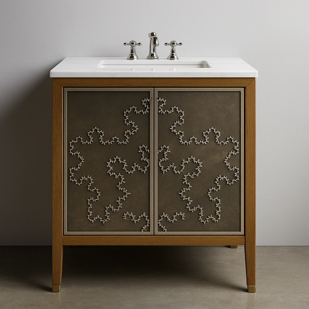 Handcrafted modern bathroom vanity by HEAVEN — natural oak design with CNC precision and architectural detailing