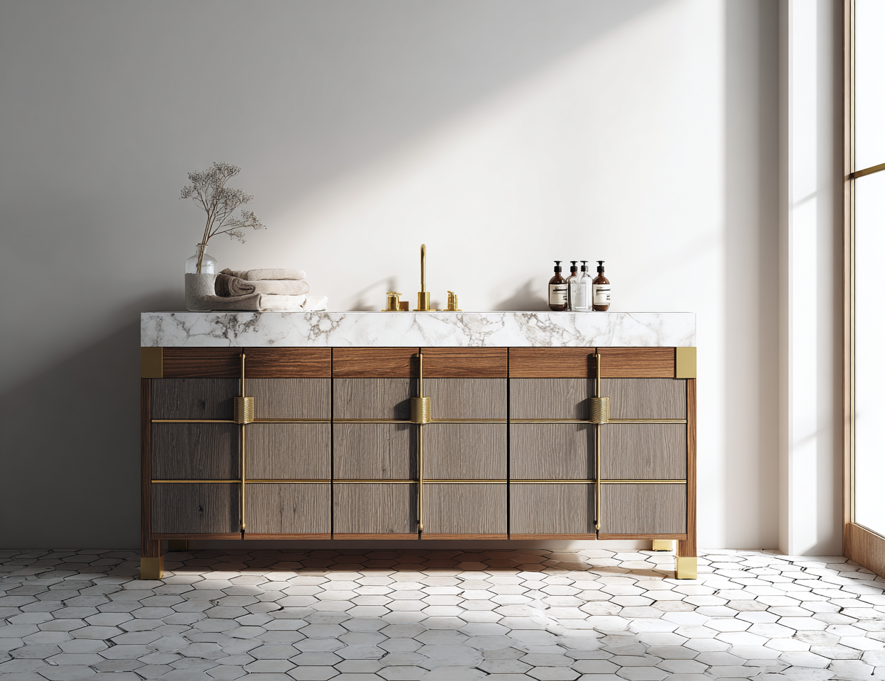 custom walnut bathroom vanity double sink