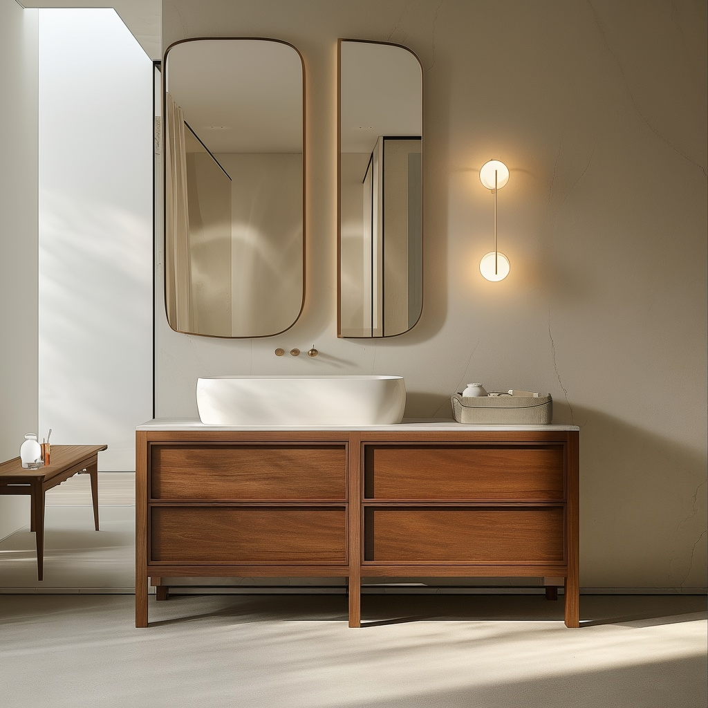 custom solid walnut vanity made in the USA