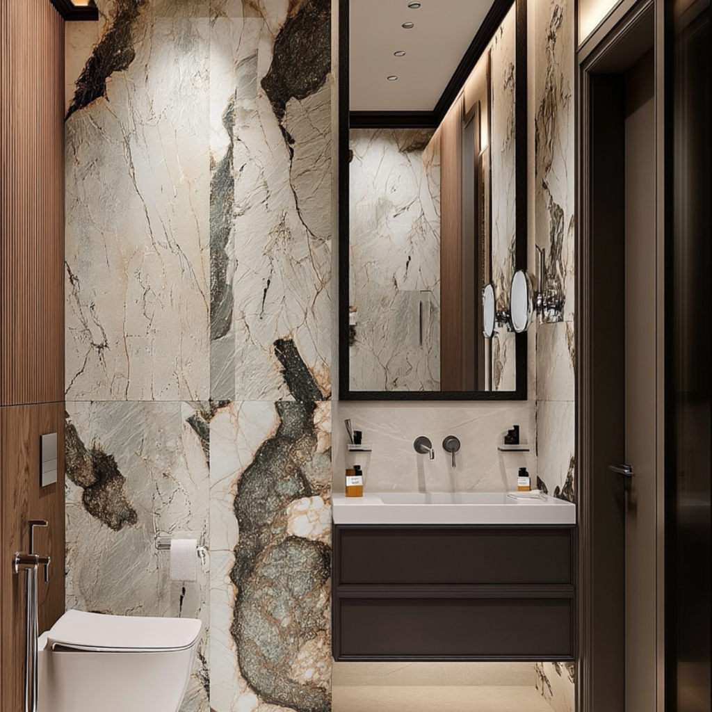 art deco floating oak bathroom vanity