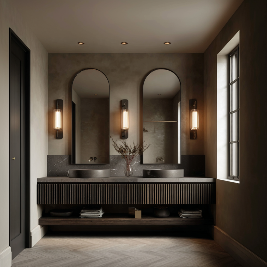 custom dark oak bathroom cabinet