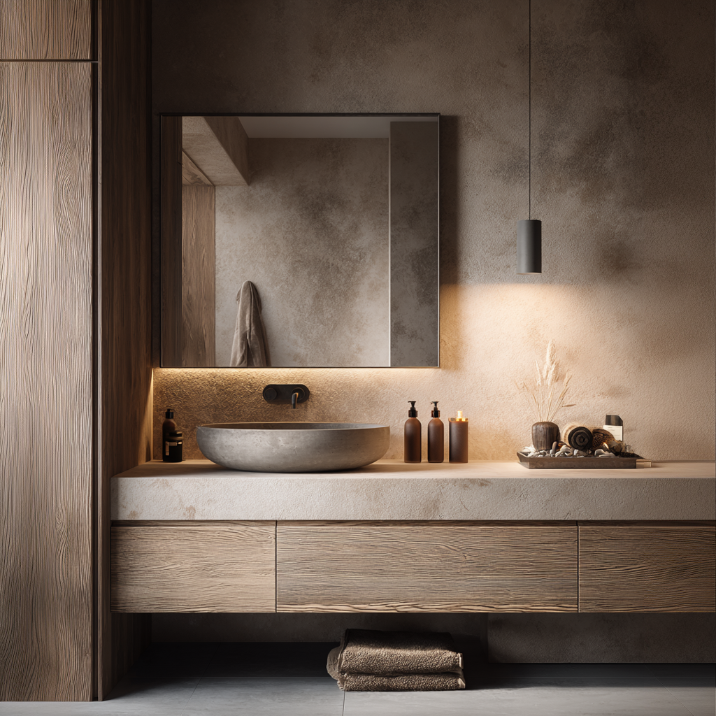 custom floating oak vanity