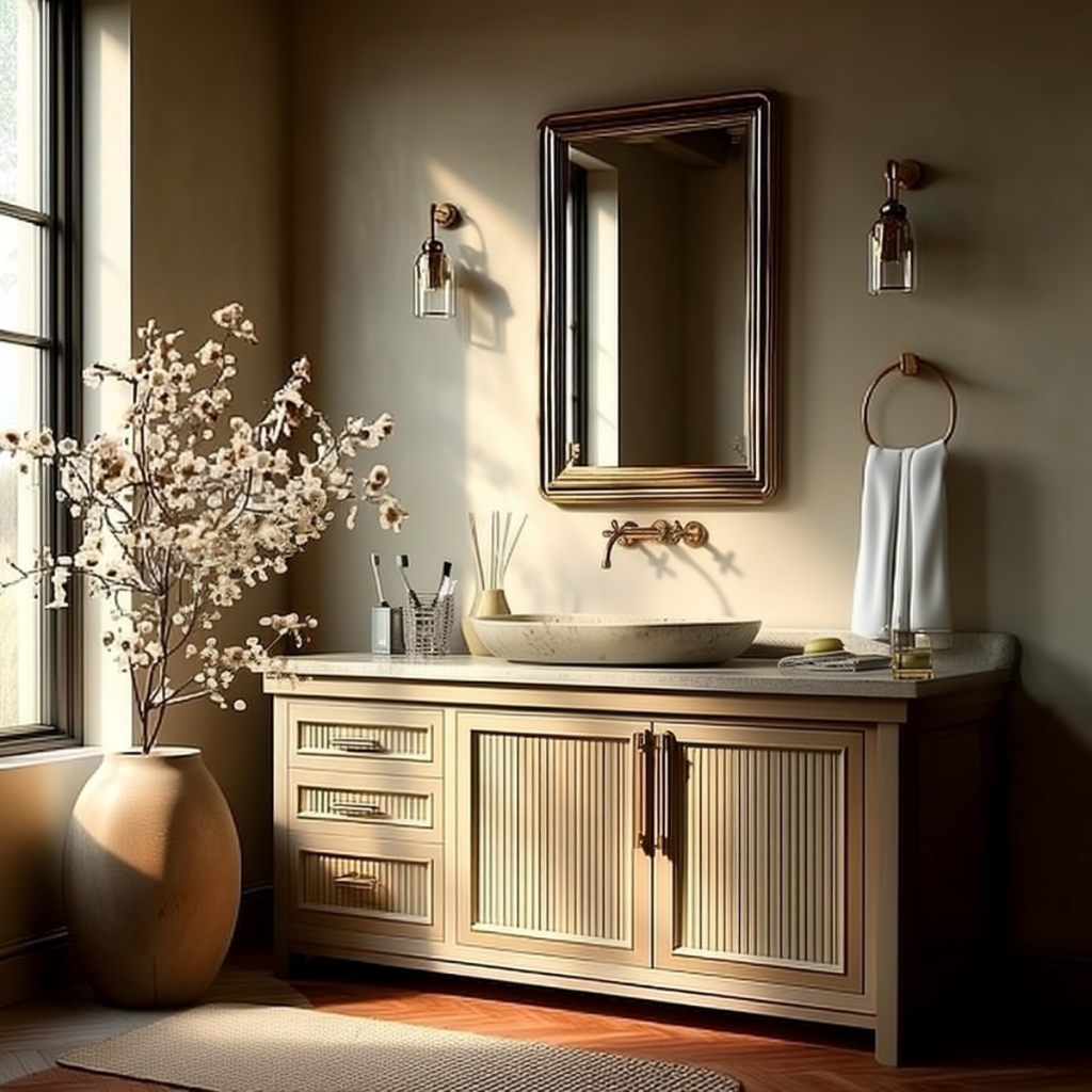 custom white oak freestanding cabinet