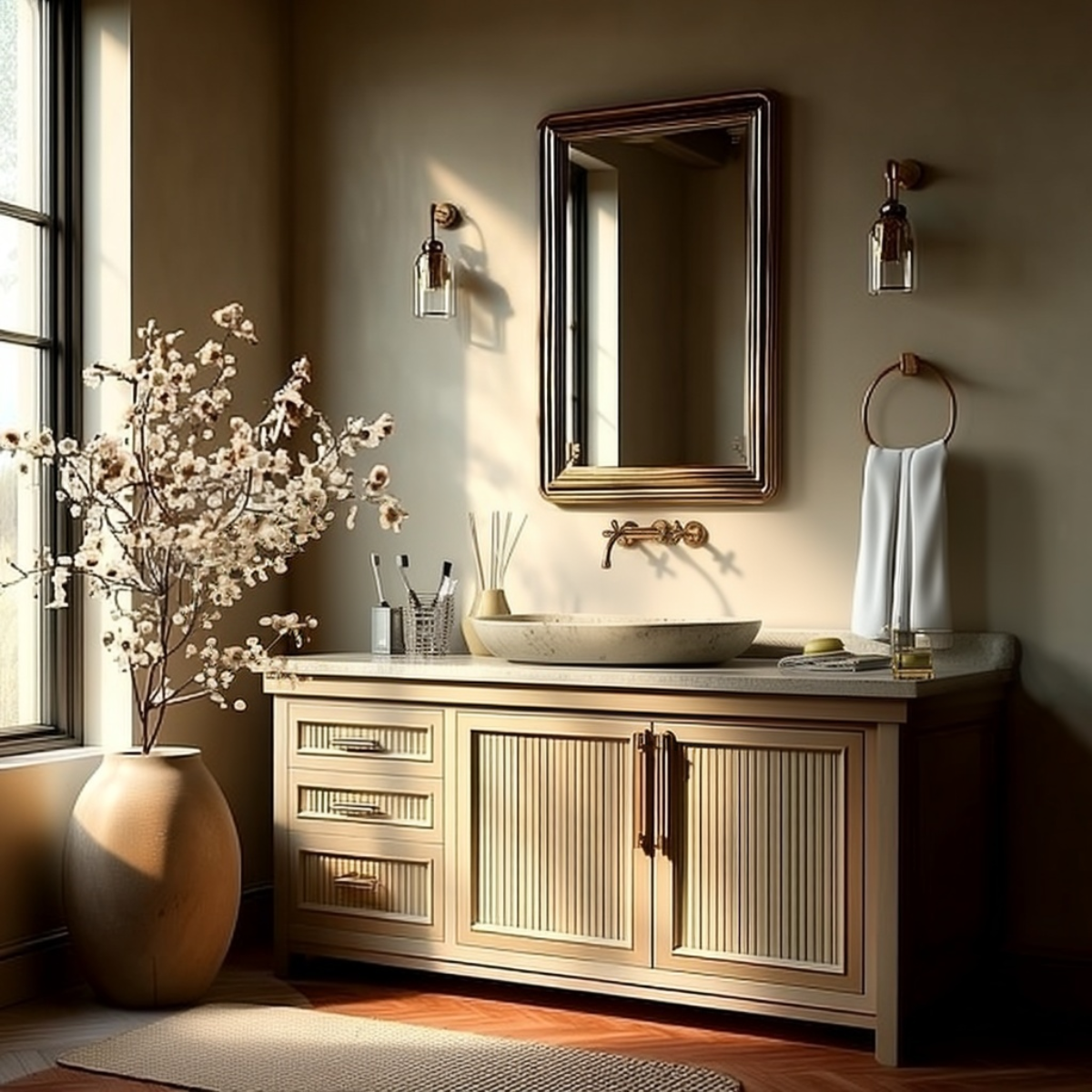 custom white oak freestanding cabinet