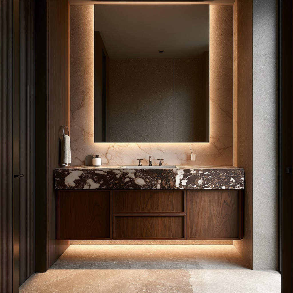 floating walnut bathroom vanity modern wall mounted design