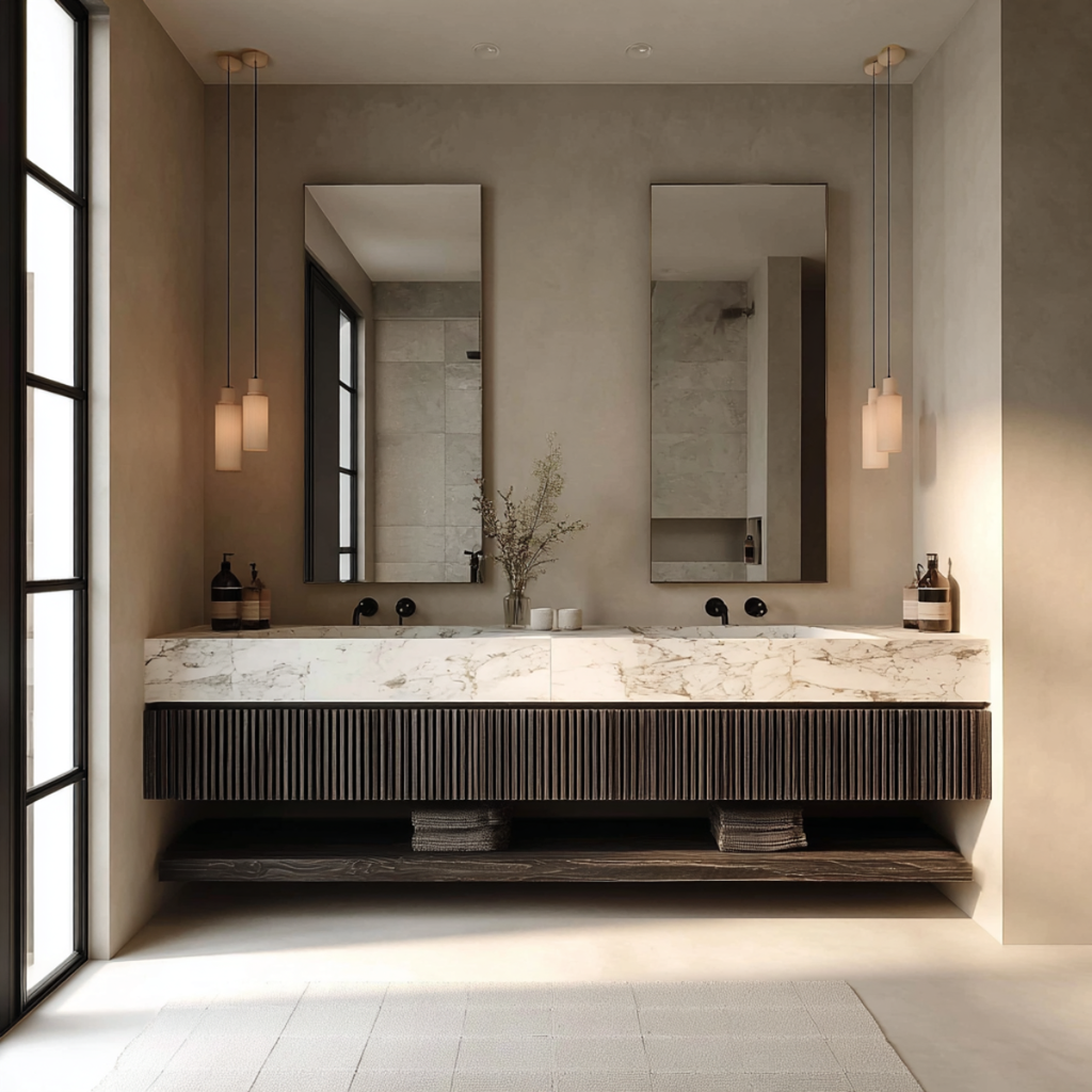 modern dark oak wall mounted bathroom cabinet