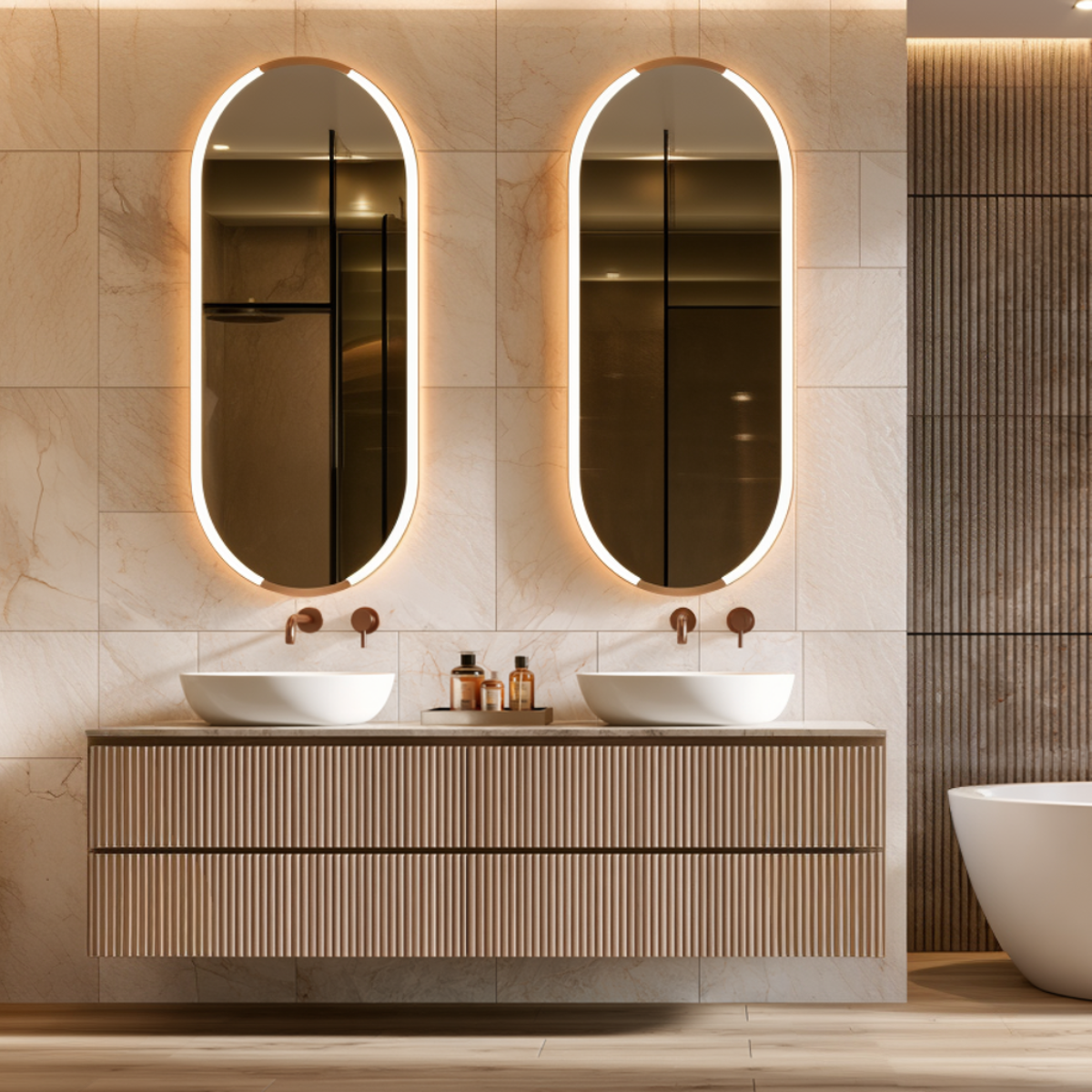 fluted floating bathroom vanity