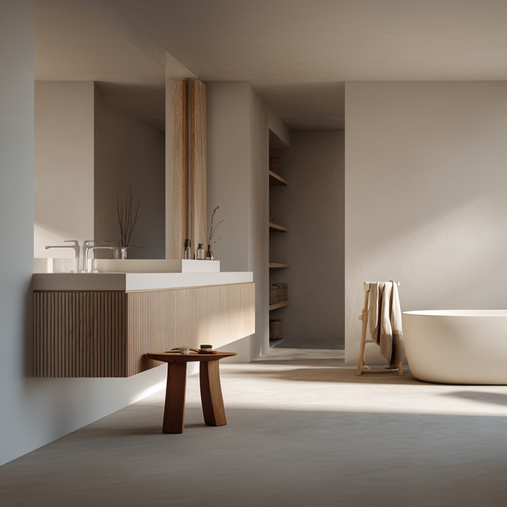 wall mwall mounted fluted oak bathroom vanityounted fluted oak bathroom vanity