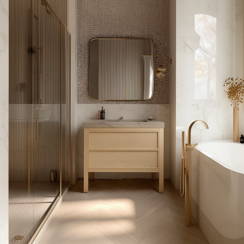 luxury-white-oak-powder-room-vanity