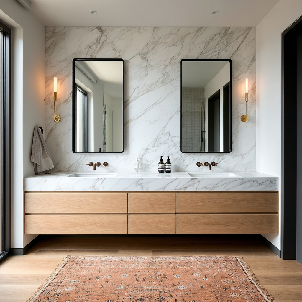 minimalist white oak bathroom cabinet wall mounted