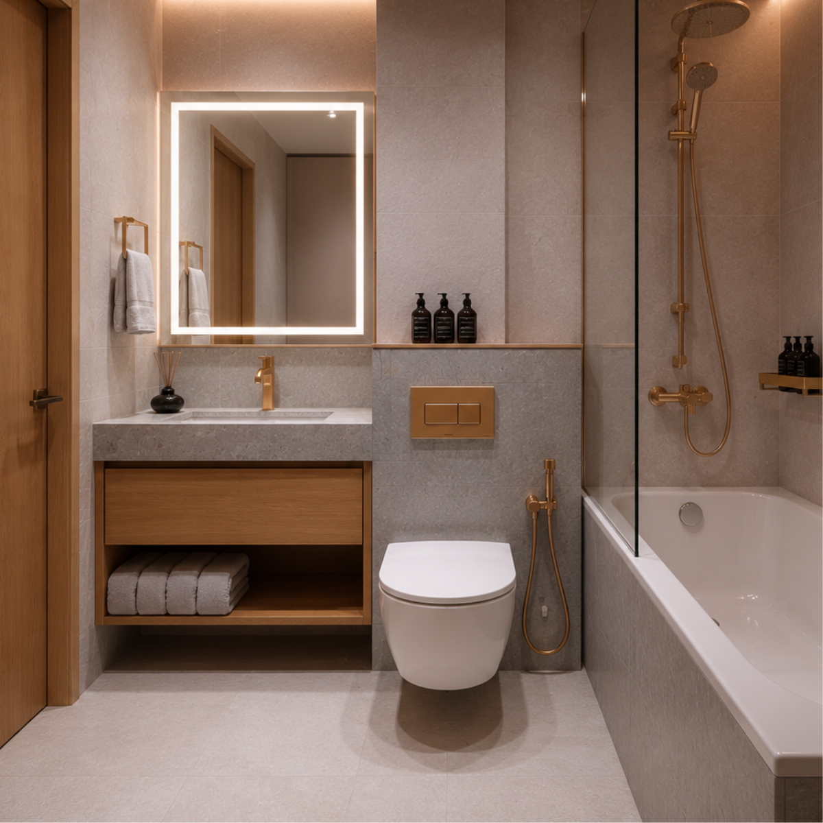 honey oak floating vanity