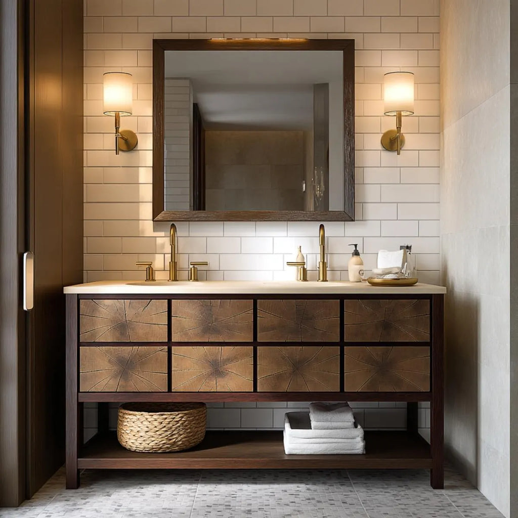 Industrial Freestanding Vanity -  Dark Oak Bathroom Cabinet