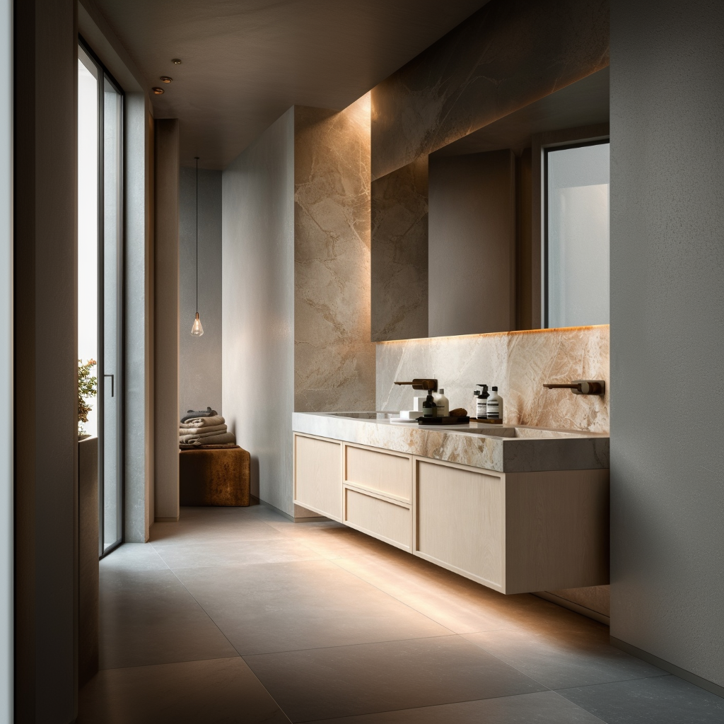 minimalist floating vanity with slim shaker design