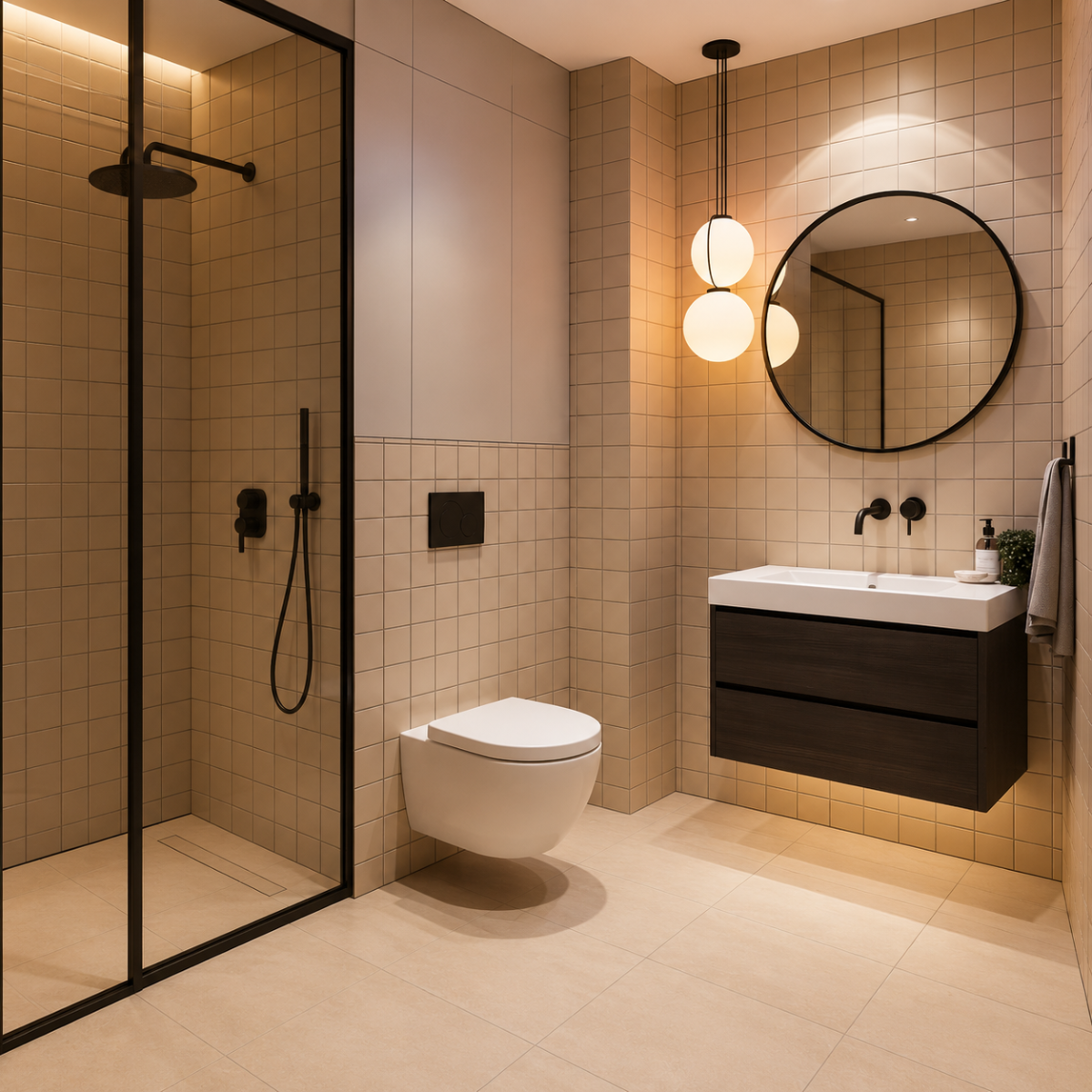 modern floating oak vanity