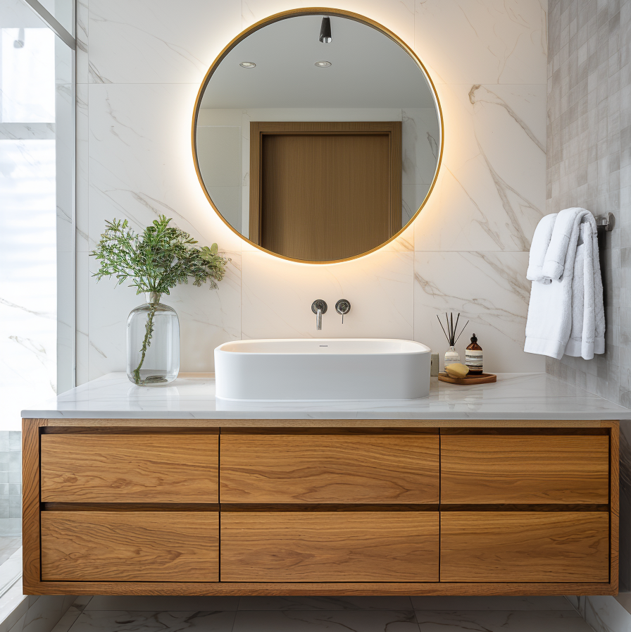 modern honey oak wall mounted vanity