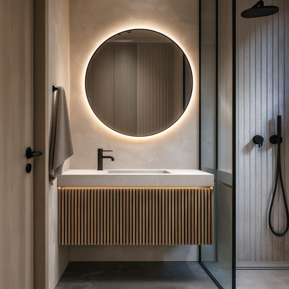 modern powder room vanity