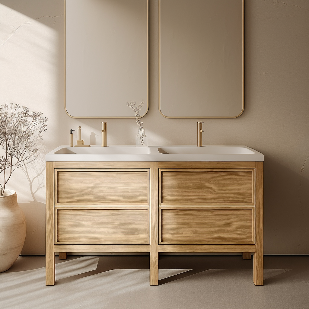 freestanding white oak bathroom vanity modern shaker style