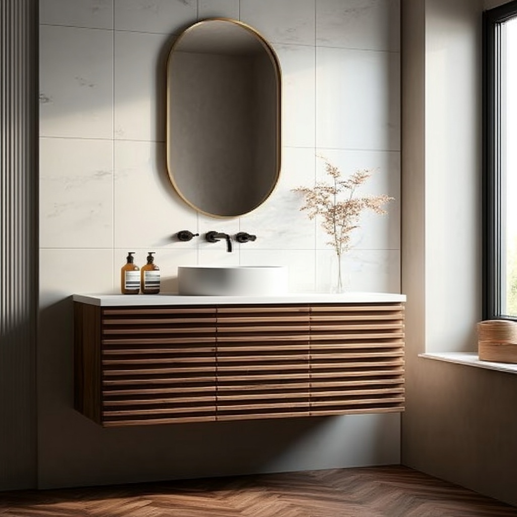 modern spa style fluted vanity