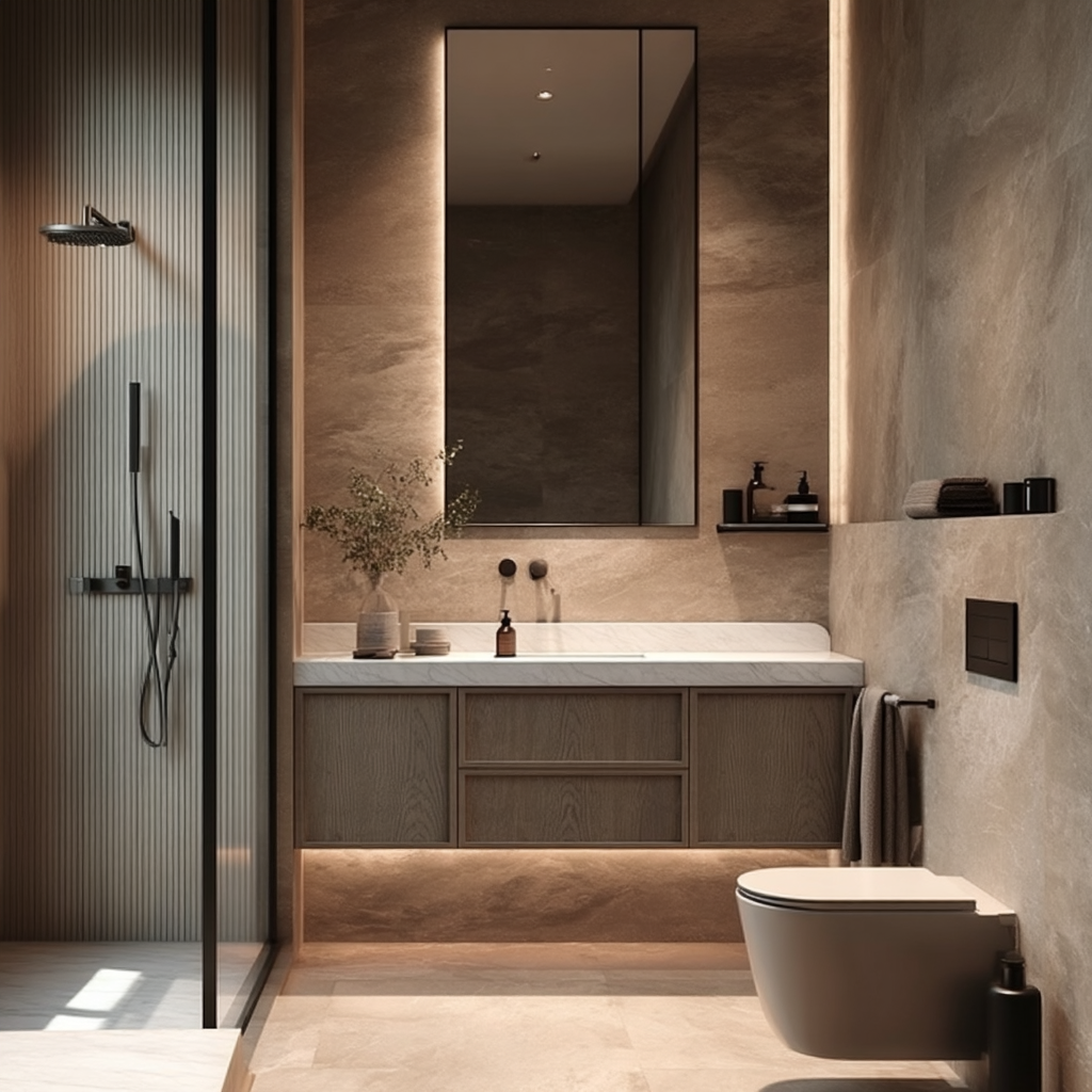 handcrafted japandi floating bathroom cabinet