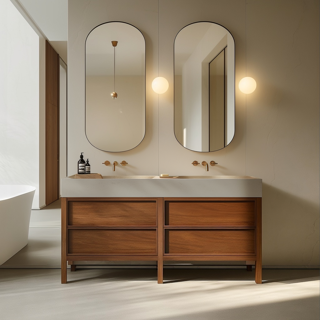 HEAVEN handcrafted solid walnut double sink vanity