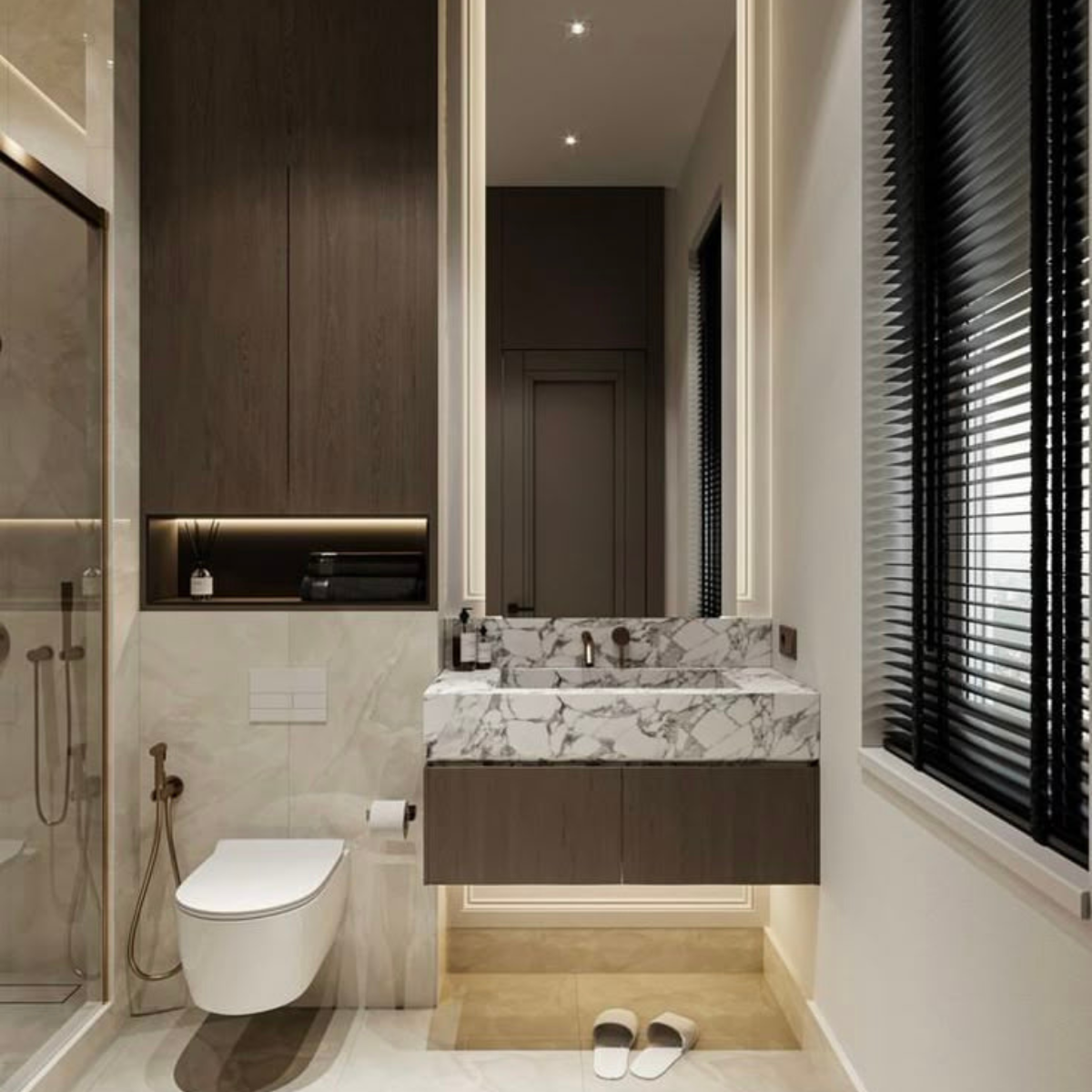 small floating oak vanity