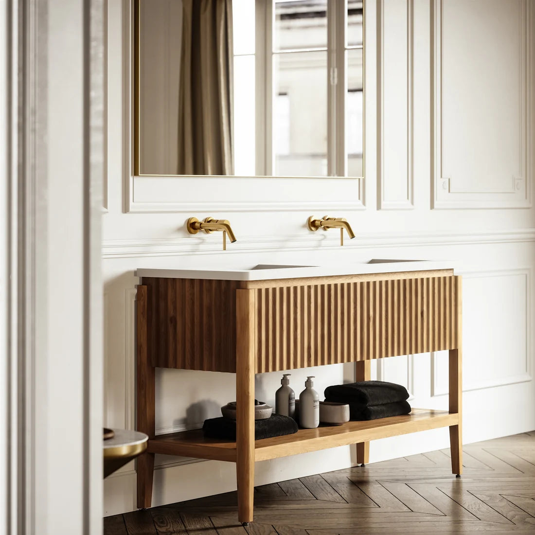 HEAVEN handcrafted mid-century white oak vanity