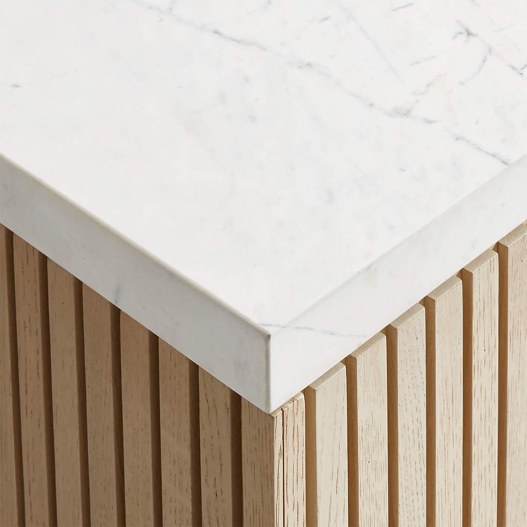 White Oak Bathroom Vanity — Fluted Drawer with Open Shelf, Freestanding