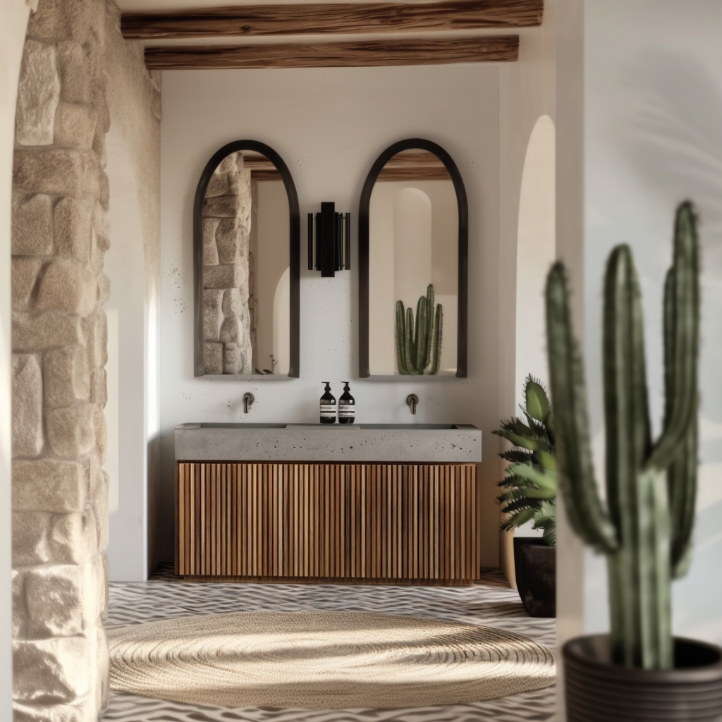 Freestanding Fluted White Oak Vanity — Custom Cabinet for Small Bathrooms