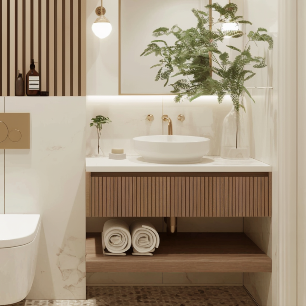 spa style floating bathroom vanity