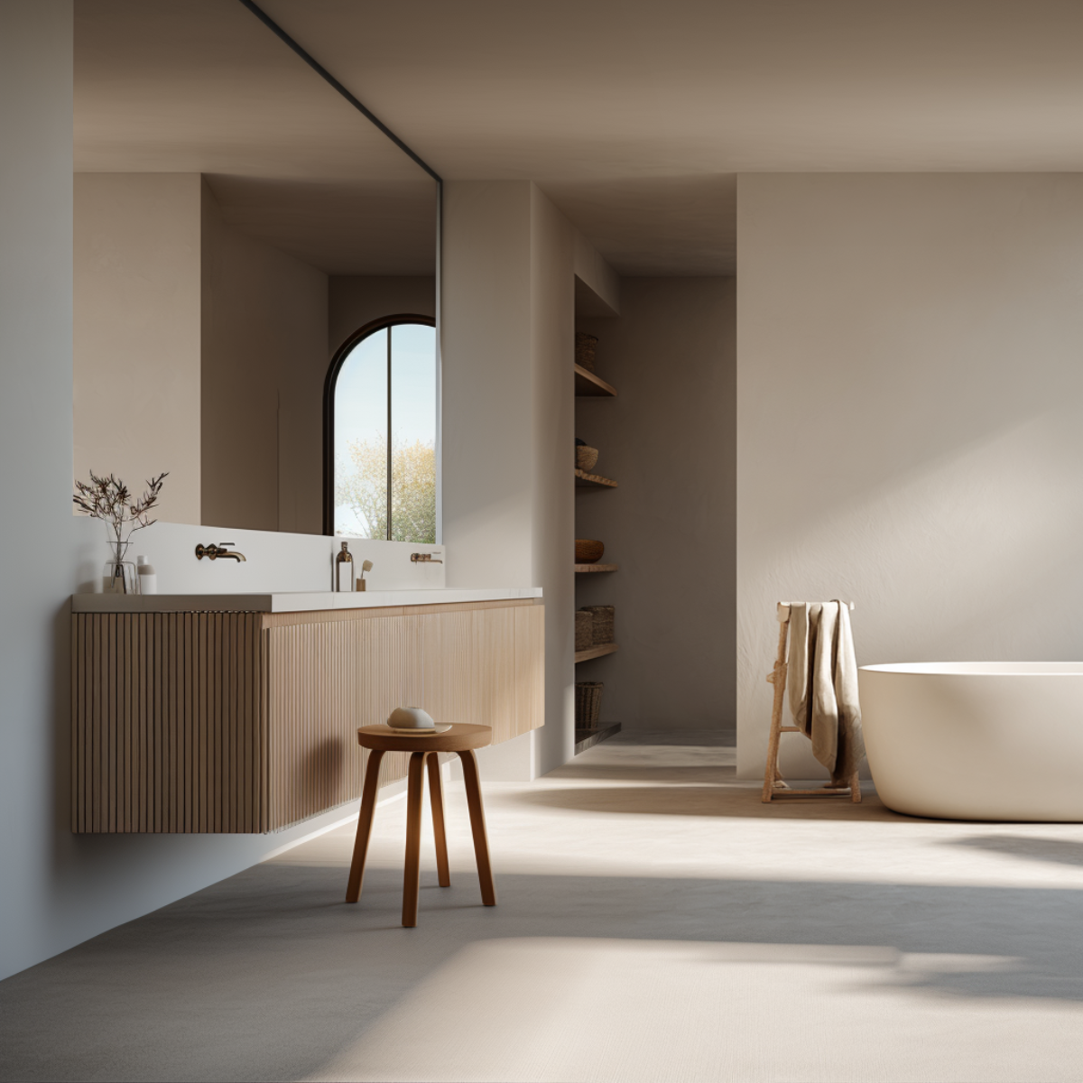 Fluted Floating Vanity — Solid Oak or Walnut Spa-Style Cabinet – HEAVEN