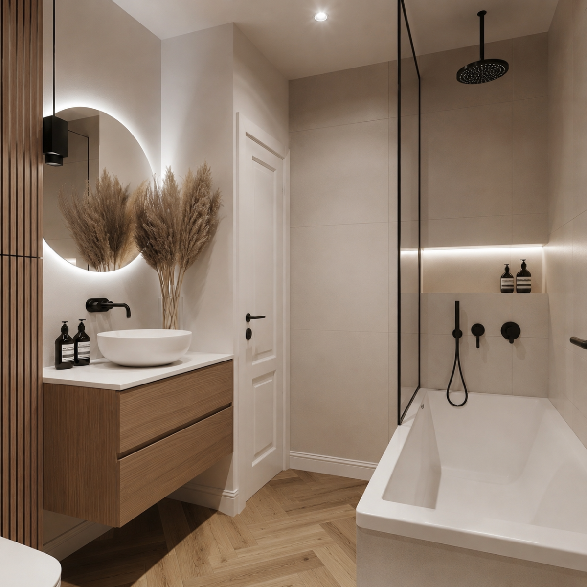 wall mounted white oak vanity