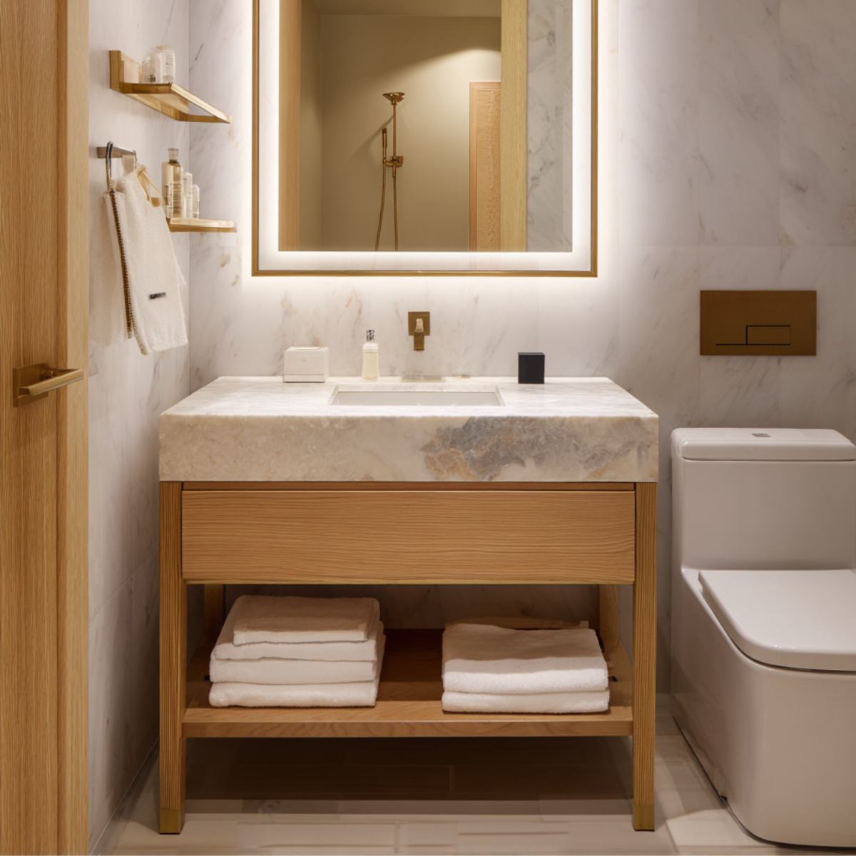 white oak freestanding vanity